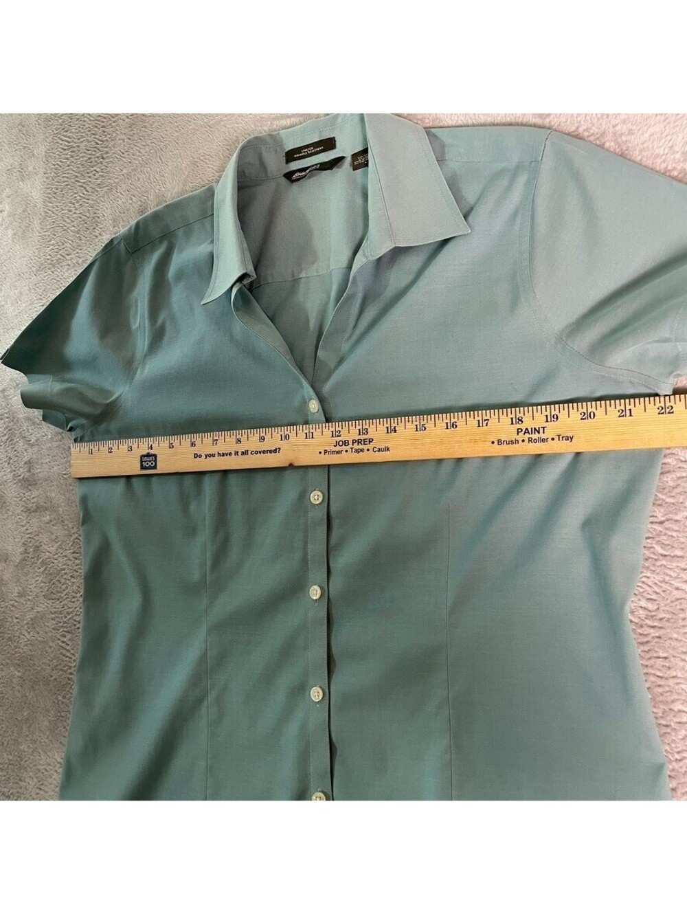 Eddie Bauer Sage Green Short-Sleeve Button Front Blouse - Picture 4 of 5